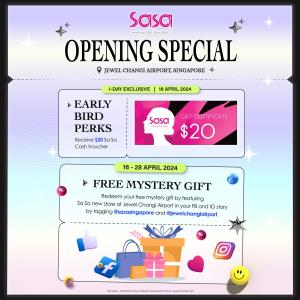 SaSa Jewel Changi Airport Grand Opening! Up to 60% Off, Free Gifts & More (16-28 Apr 2024)