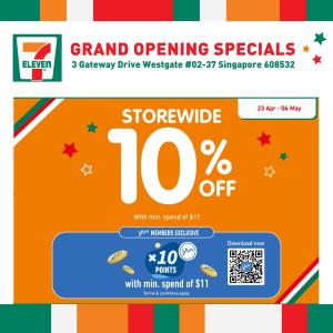 7-Eleven Grand Opening Promotion at 3 Gateway Drive Westgate (23 Apr - 6 May 2024)