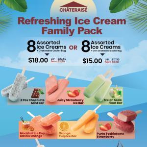 Chateraise Ice Cream Family Pack: 8 Flavors + Cooler Bag for $18 (16-30 Apr 2024)