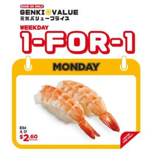 Genki Sushi 1-For-1 Weekday Deals: Double the Delight at Half the Price! Valid Until May 17, 2024