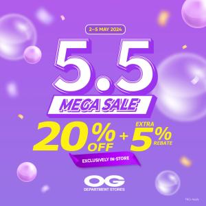 OG 5.5 Mega Sale: 20% Off Storewide & Extra 5% Rebate (May 2-5, 2024)