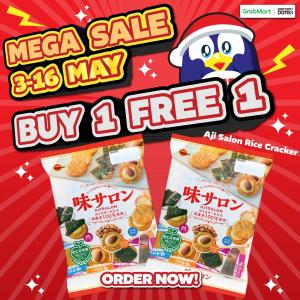 Grab DONKI's Buy 1 Get 1 Free Aji Salon Rice Cracker Deal on GrabMart - May 3-16, 2024