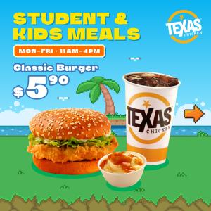 Texas Chicken Special Offer: Student & Kids Meals from $5.90 at Select Outlets!