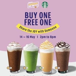 Starbucks Buy 1 Get 1 Free Frappuccino Promotion - May 14-16, 2024, 2PM to 8PM