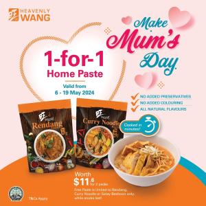 Heavenly Wang Mother's Day 1-for-1 Pasta Promotion - May 6-19, 2024