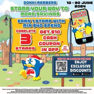 DON DON DONKI Members Promotion: Earn $10 Cash Coupon with No Minimum Spend from 10-30 June 2024